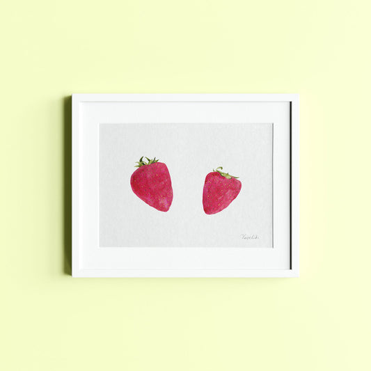 watercolour strawberries print