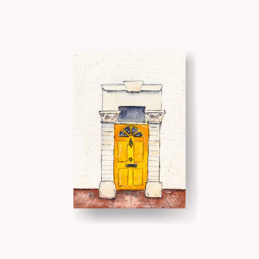 yellow door painting print