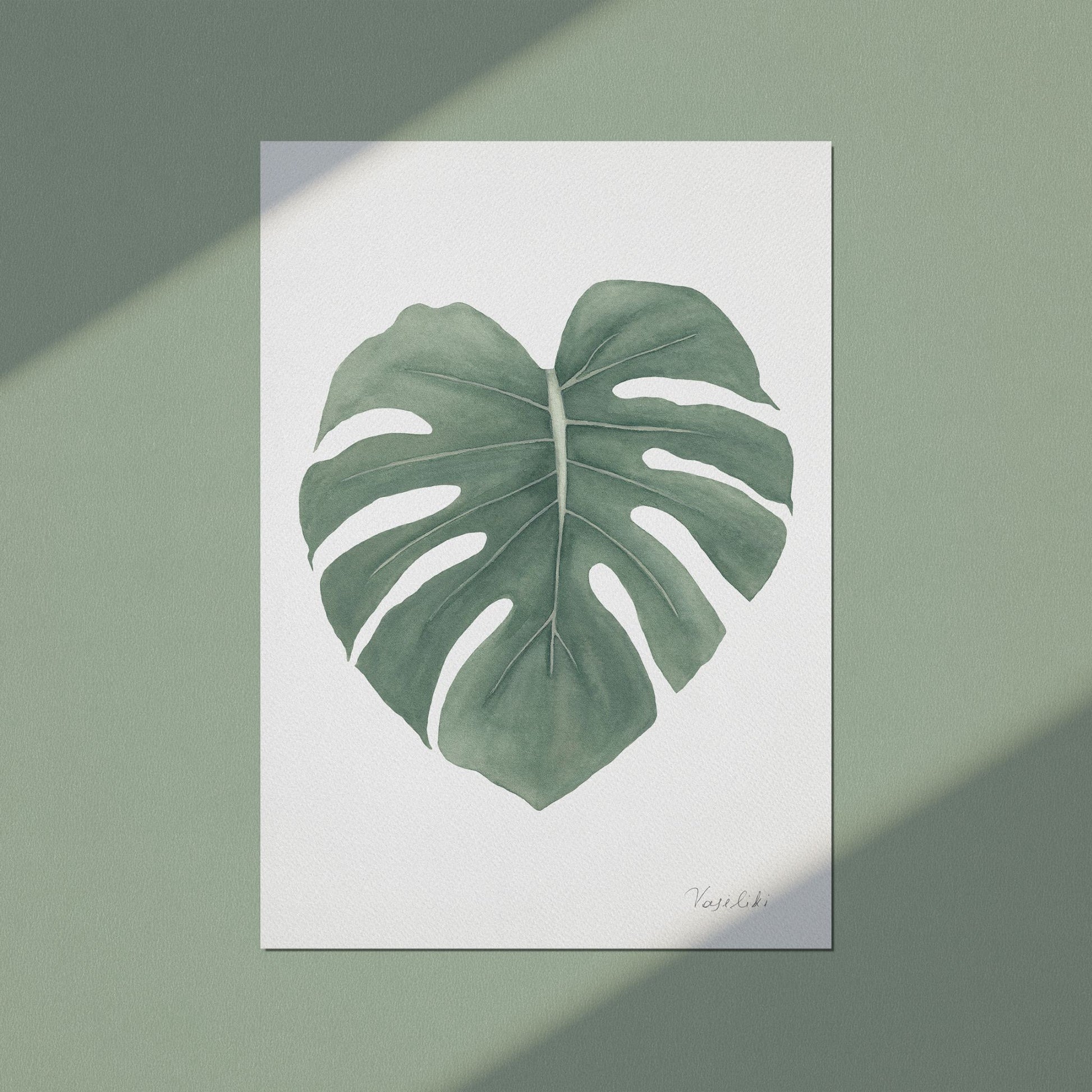 watercolour art print monstera deliciosa plant