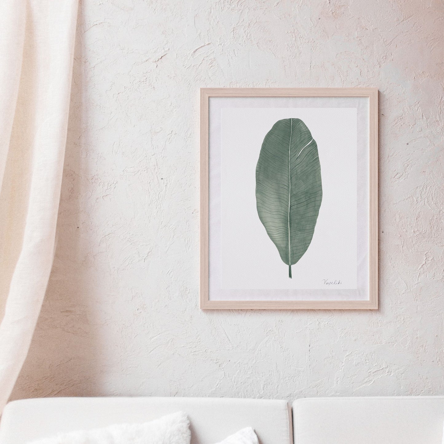 watercolour art print of banana leaf