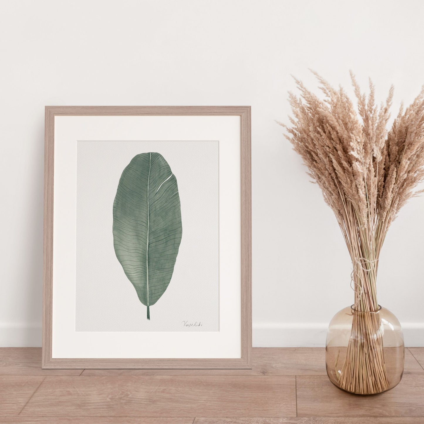 watercolour art print banana leaf