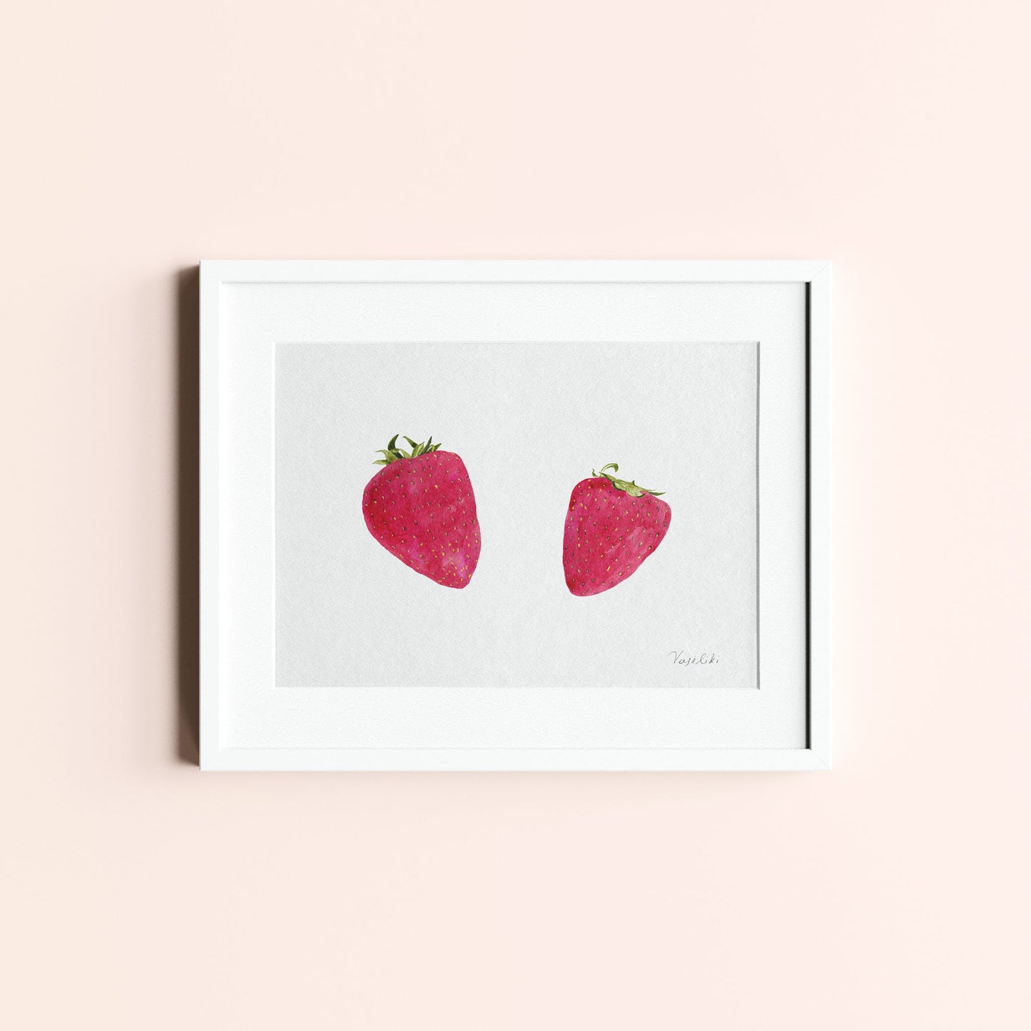 strawberries watercolour painting in art print