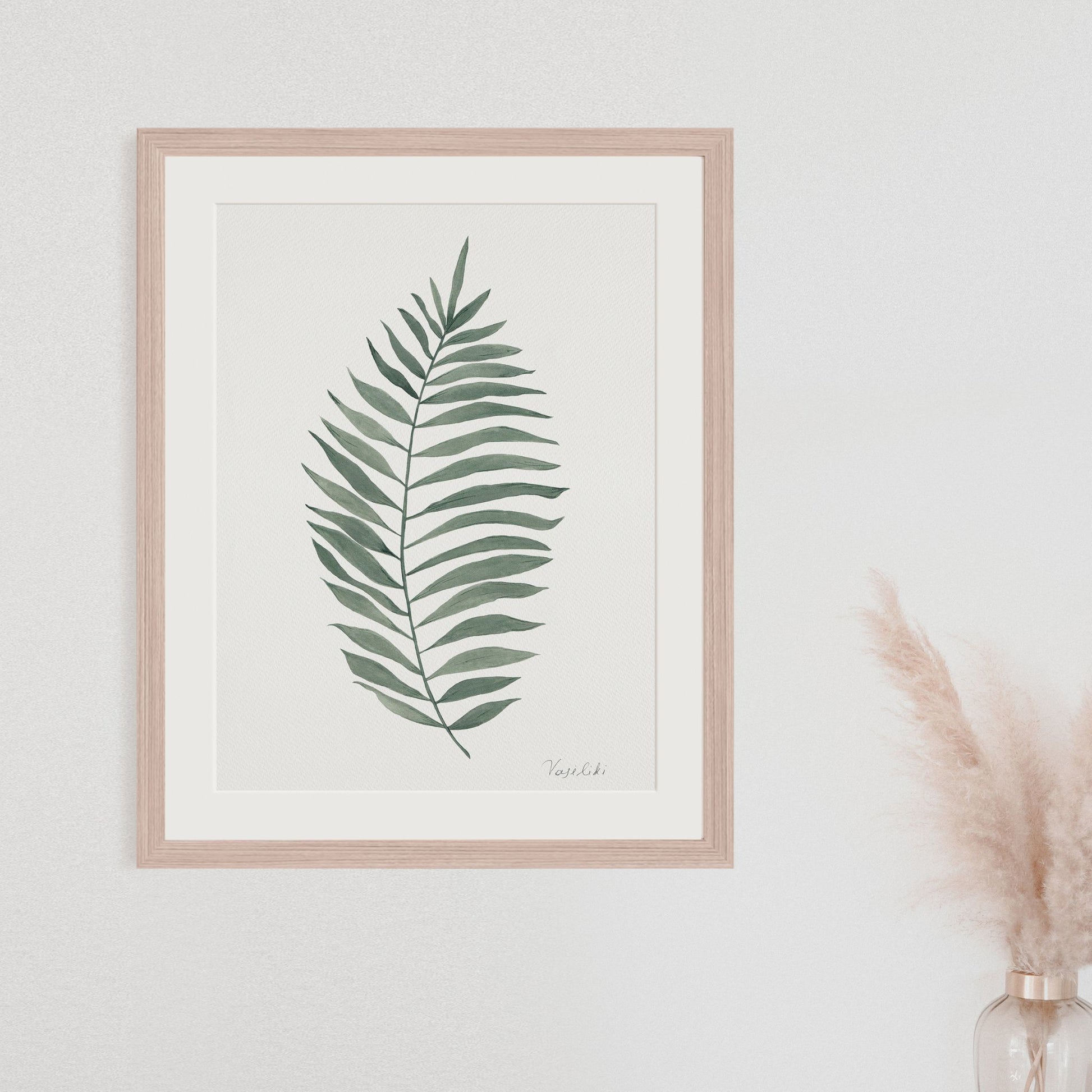 wall art of watercolour painting palm branch