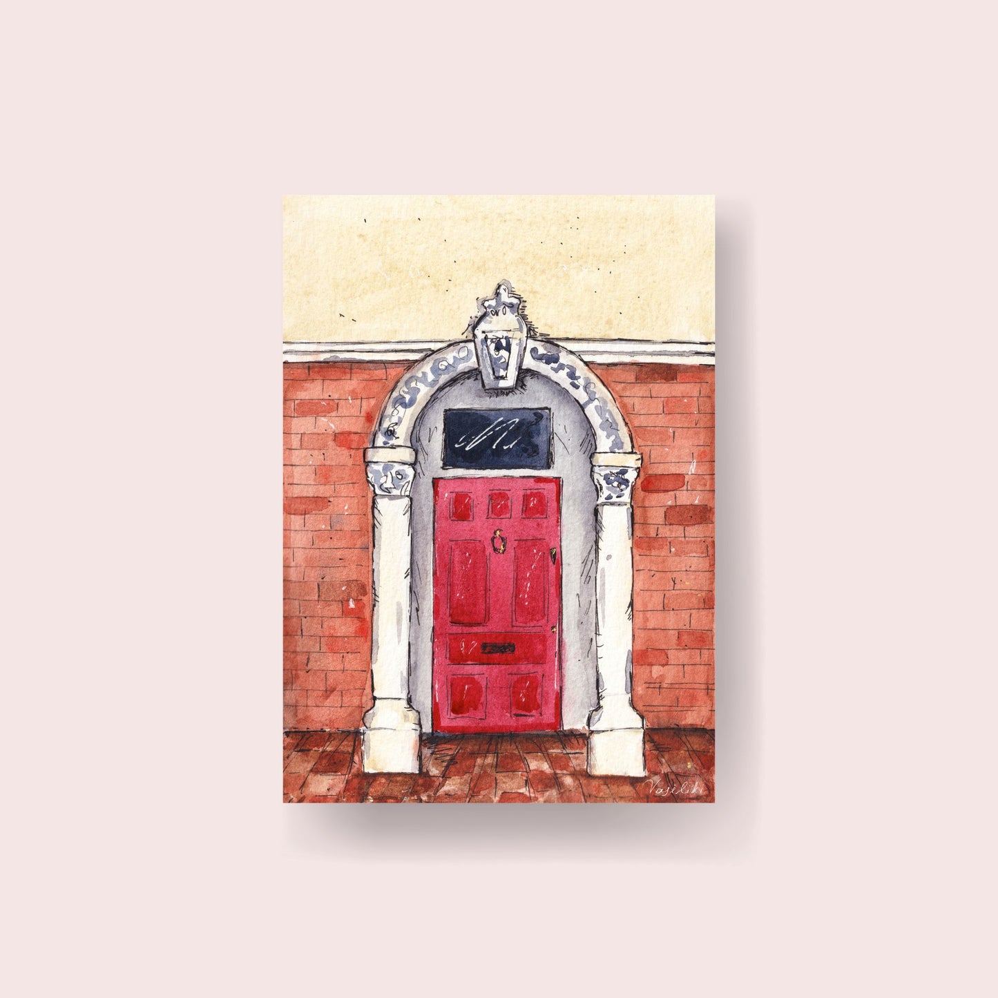 london house print of red door