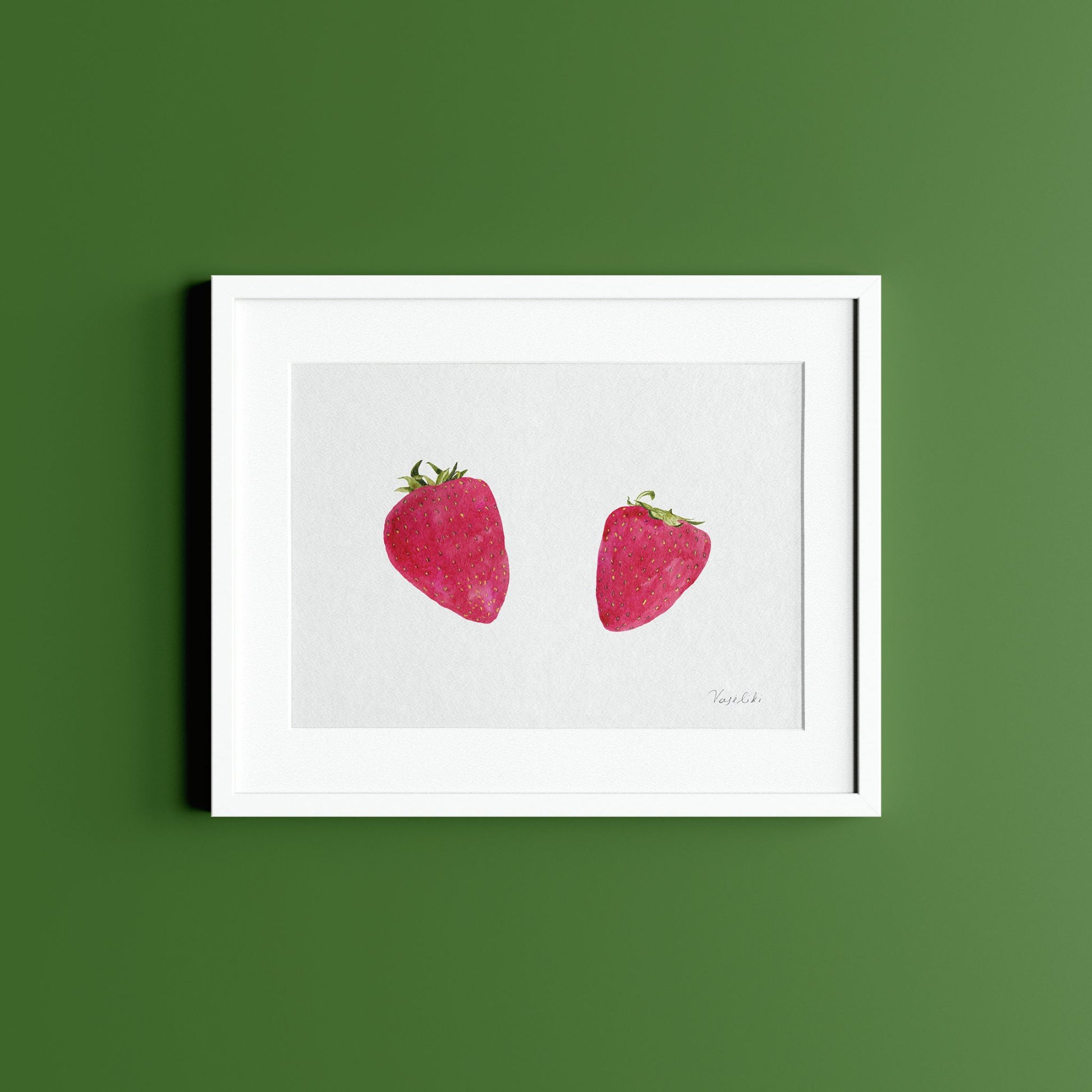 art print of watercolour strawberries