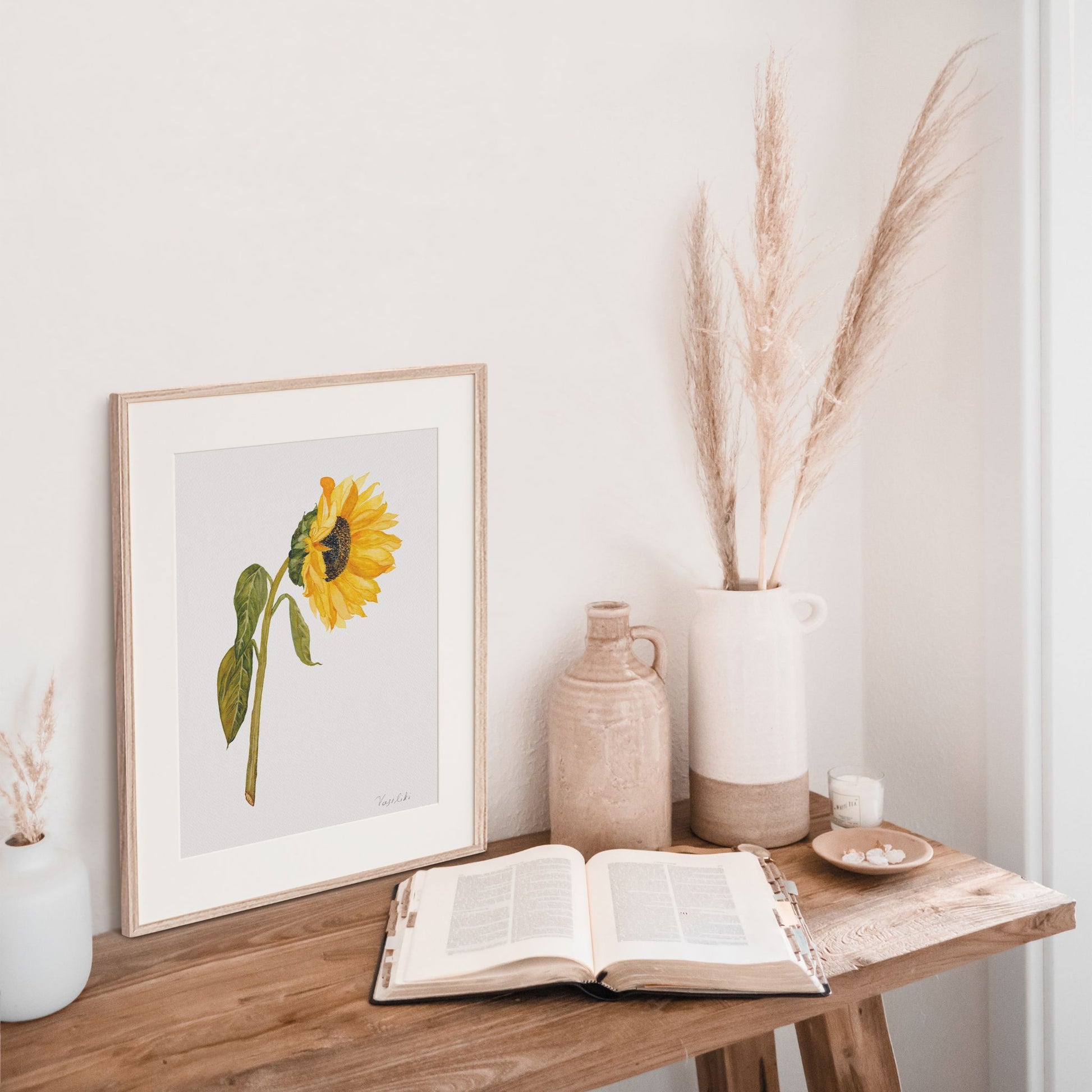 watercolour art print of sunflower