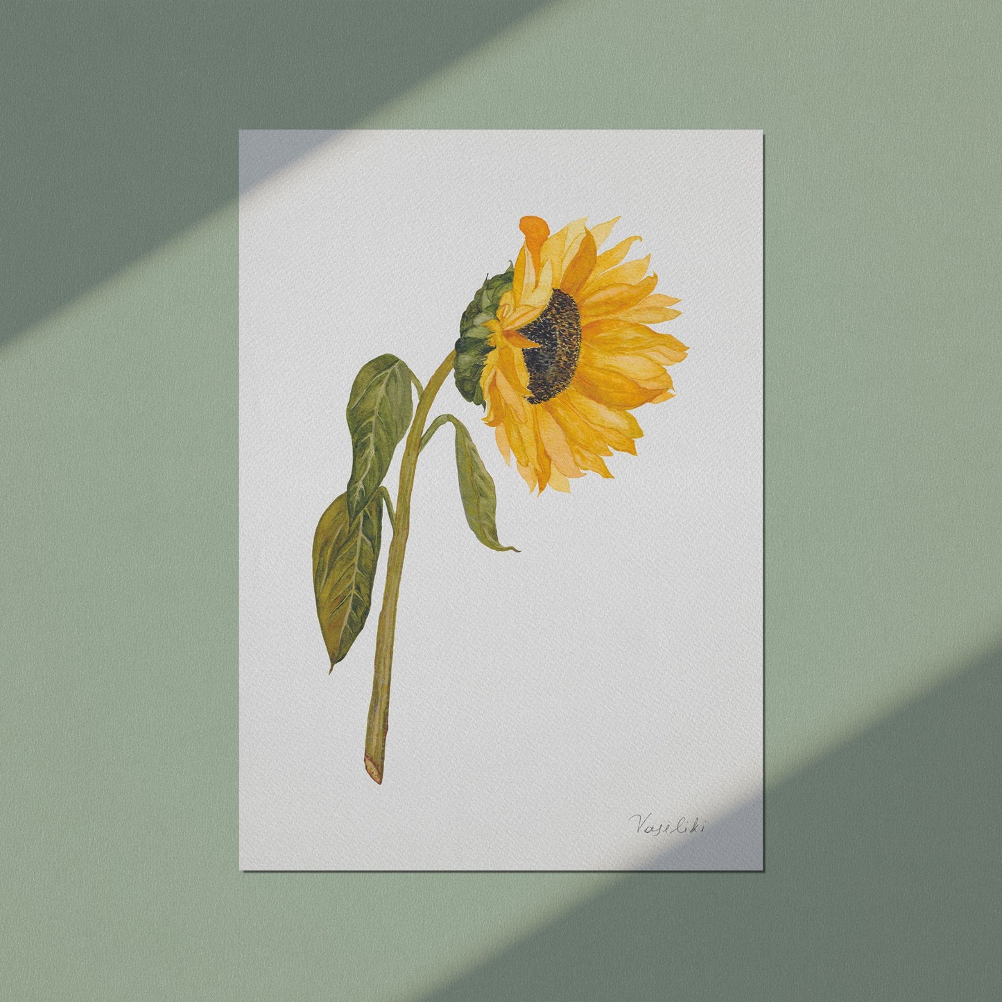 watercolour art print A4 sunflower