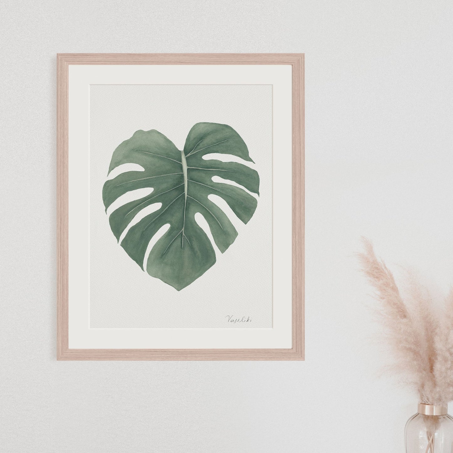 watercolour painting monstera deliciosa