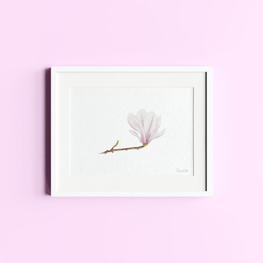 watercolour art print of magnolia